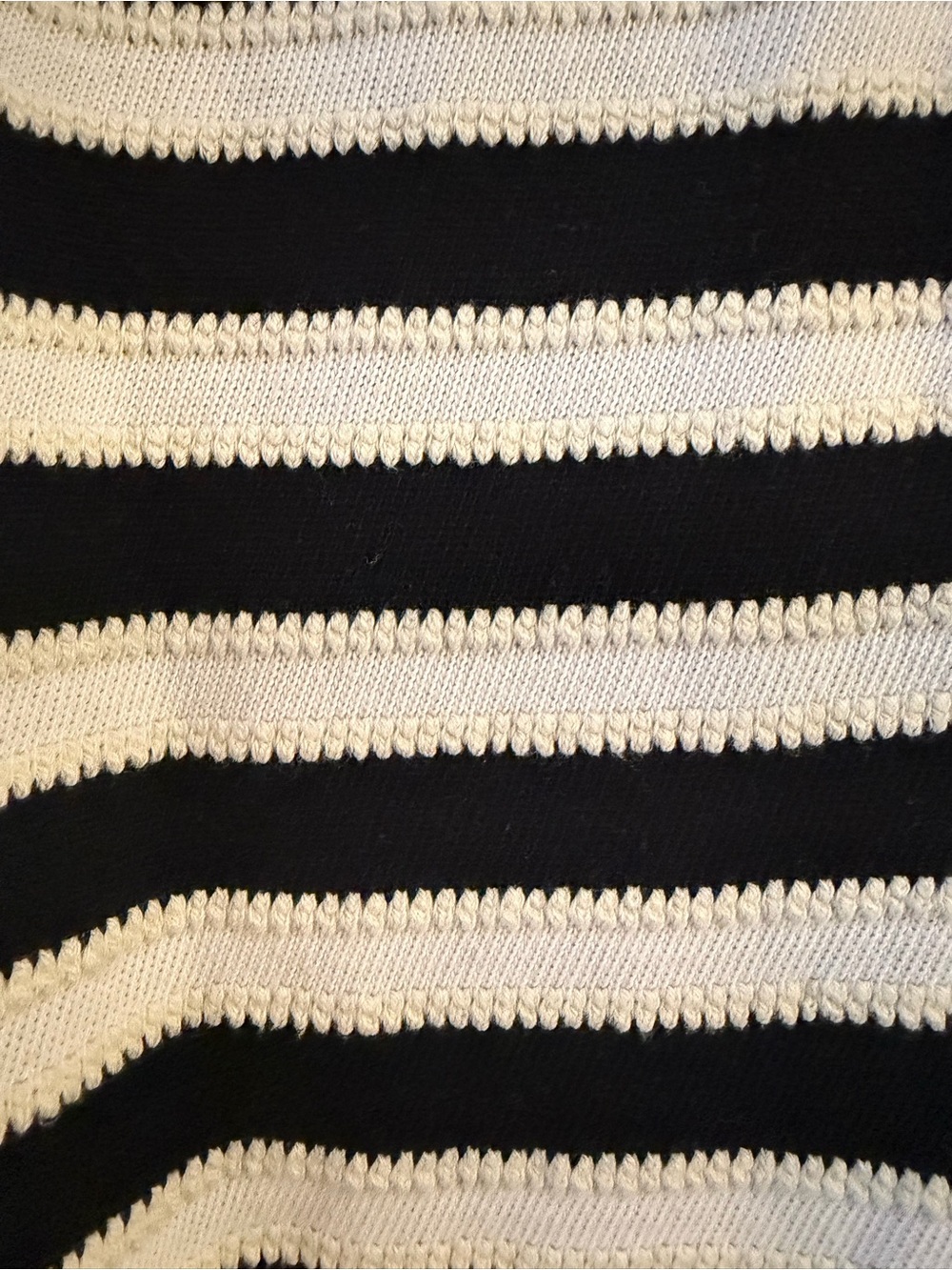 Madewell Black & White Striped V-Neck Polo Crop Shirt - Picture 3 of 3